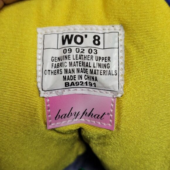 Baby Phat Y2K Women's Cat High Top Leather Sneakers Size 8 White Blue Yellow - Picture 7 of 13